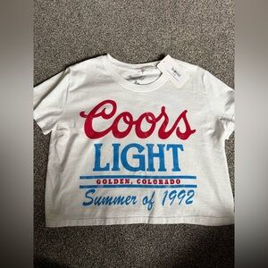 NWT Recycled Karma coors light cropped tee